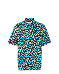 Chemise à manches courtes imprimée turquoise Marni