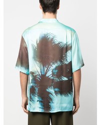 Chemise à manches courtes imprimée turquoise Laneus