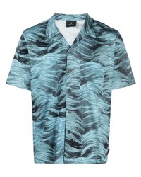 Chemise à manches courtes imprimée turquoise PS Paul Smith