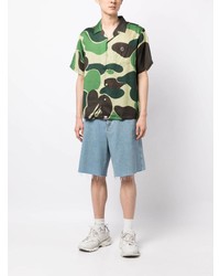 Chemise à manches courtes imprimée vert foncé A Bathing Ape