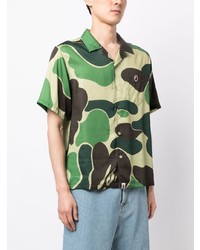 Chemise à manches courtes imprimée vert foncé A Bathing Ape