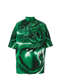 Chemise à manches courtes imprimée vert foncé Balenciaga
