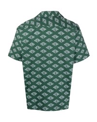 Chemise à manches courtes imprimée vert foncé Lacoste