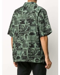 Chemise à manches courtes imprimée vert foncé Diesel