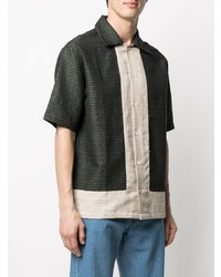 Chemise à manches courtes imprimée vert foncé Drôle De Monsieur