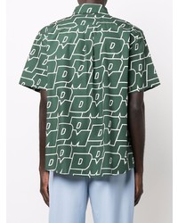 Chemise à manches courtes imprimée vert foncé Drôle De Monsieur