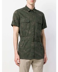 Chemise à manches courtes imprimée vert foncé Lardini