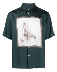 Chemise à manches courtes imprimée vert foncé Soulland