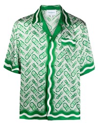 Chemise à manches courtes imprimée vert menthe Casablanca