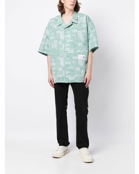 Chemise à manches courtes imprimée vert menthe Maison Mihara Yasuhiro