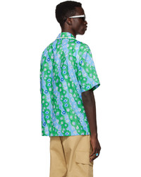 Chemise à manches courtes imprimée vert menthe Marni