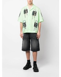 Chemise à manches courtes imprimée vert menthe Givenchy