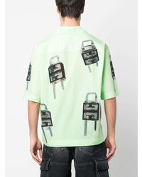 Chemise à manches courtes imprimée vert menthe Givenchy