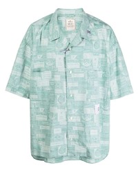 Chemise à manches courtes imprimée vert menthe Maison Mihara Yasuhiro