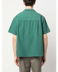 Chemise à manches courtes imprimée verte Adish