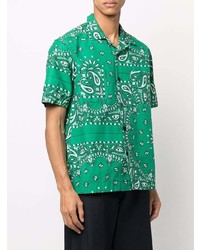 Chemise à manches courtes imprimée verte Sacai