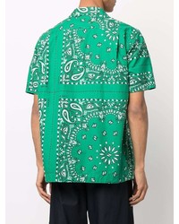 Chemise à manches courtes imprimée verte Sacai