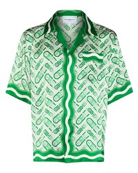 Chemise à manches courtes imprimée verte Casablanca