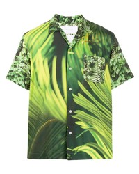 Chemise à manches courtes imprimée verte Fumito Ganryu