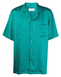 Chemise à manches courtes imprimée verte Lanvin