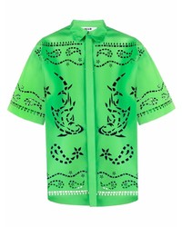 Chemise à manches courtes imprimée verte MSGM