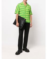 Chemise à manches courtes imprimée verte Bottega Veneta