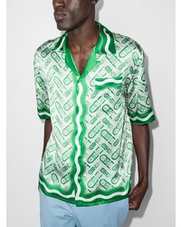 Chemise à manches courtes imprimée verte Casablanca