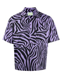 Chemise à manches courtes imprimée violet clair Aries