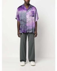 Chemise à manches courtes imprimée violet clair MSGM