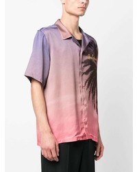Chemise à manches courtes imprimée violet clair BLUE SKY INN