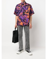 Chemise à manches courtes imprimée violette MSGM