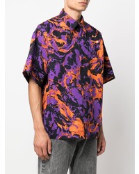 Chemise à manches courtes imprimée violette MSGM