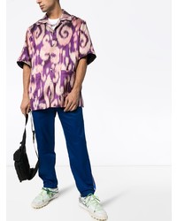 Chemise à manches courtes imprimée violette Gucci