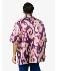Chemise à manches courtes imprimée violette Gucci