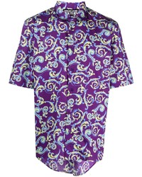 Chemise à manches courtes imprimée violette VERSACE JEANS COUTURE