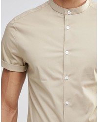 Chemise à manches courtes marron clair Asos