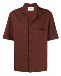 Chemise à manches courtes marron foncé Nanushka