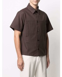 Chemise à manches courtes marron foncé Bottega Veneta