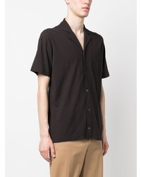 Chemise à manches courtes marron foncé Zanone