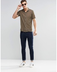 Chemise à manches courtes marron Asos