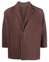 Chemise à manches courtes marron Homme Plissé Issey Miyake