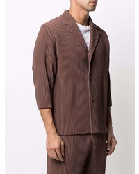 Chemise à manches courtes marron Homme Plissé Issey Miyake