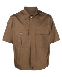 Chemise à manches courtes marron Zegna