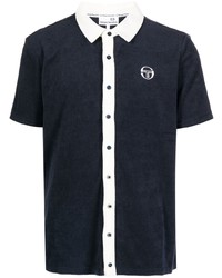 Chemise à manches courtes noire et blanche Sergio Tacchini