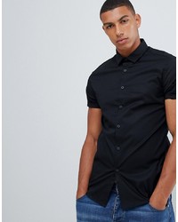 Chemise à manches courtes noire ASOS DESIGN