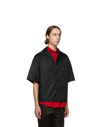 Chemise à manches courtes noire Prada