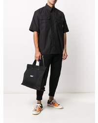 Chemise à manches courtes noire MSGM