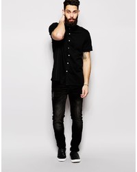 Chemise à manches courtes noire Asos