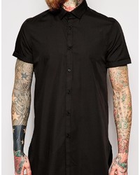 Chemise à manches courtes noire Asos