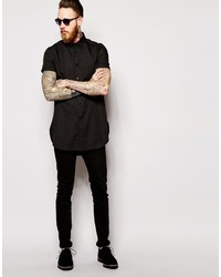 Chemise à manches courtes noire Asos